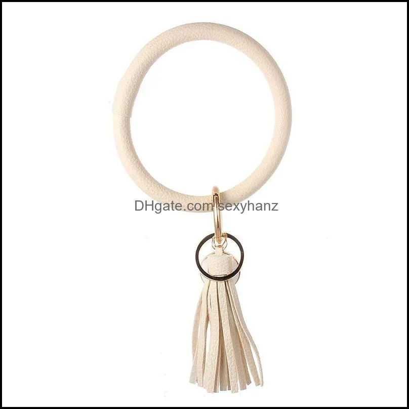 Key Holder Leather Wristlet Keychain Bracelet Bangle Personalized Big O Loop Keyring Bracelets With Tassel Keychians Free DHL