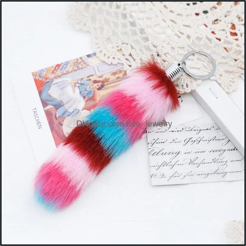 fluffy animal tail keychains soft and fuzzy faux fur keyfobs accessories fashion car key chains pendant jewelry free dhl p45fa