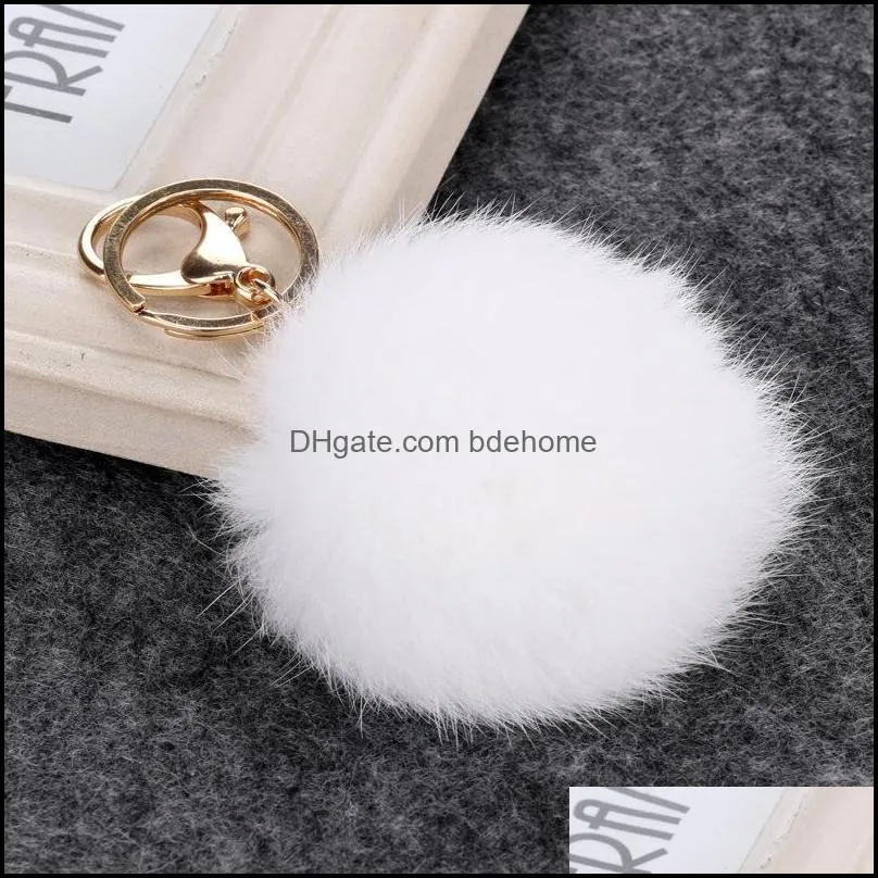 fashion faux fur keychain fuzzy ball car keyfobs soft gorgeous cutest pompom keying accessories pendant decoration free dhl