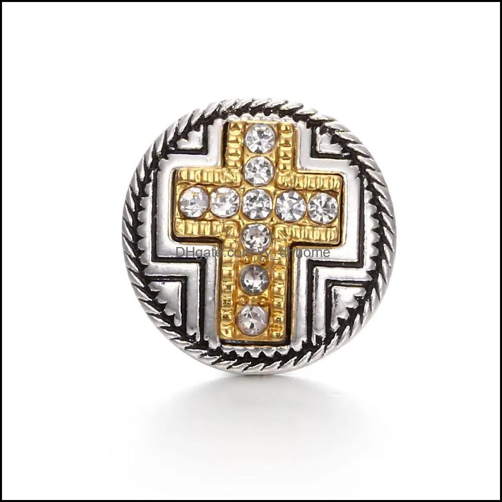 snap button jewelry component rhinestone cross 18mm metal snaps buttons fit bracelet bangle noosa a0237