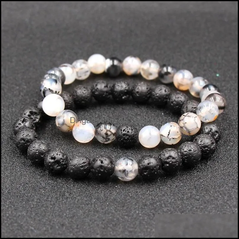 natural volcanic lava stone bracelets set yoga beads bangle essential oil diffuser bracelet for women men jewelry free dhl m477a