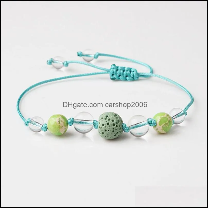 Glass Lava Beads Friendship Bracelet Hand-knitted Beaded Yoga Ladies  Oil Aromatherapy Bracelet