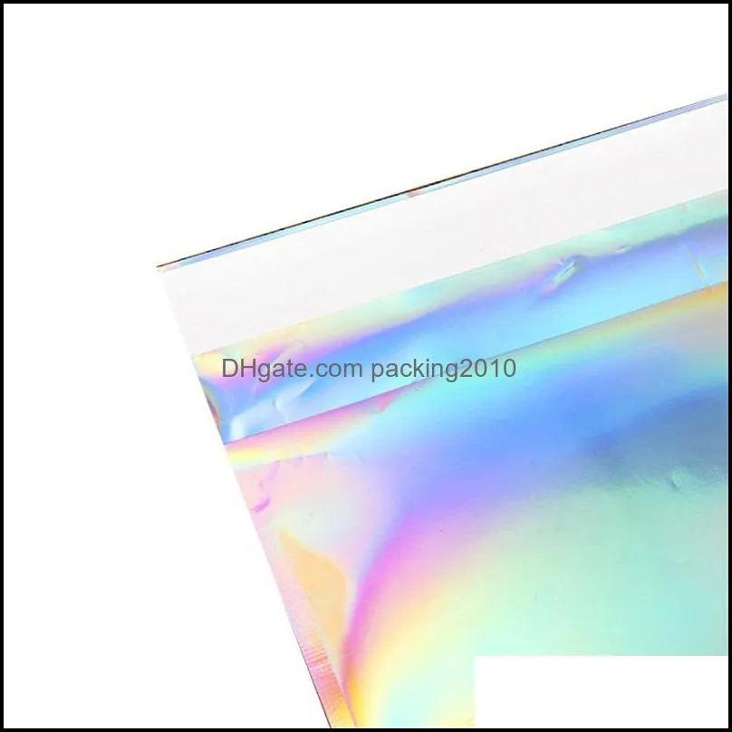 50pcs Laser Self Sealing Plastic Envelopes Mailing Storage Bags Holographic Gift Jewelry Poly Adhesive Courier Packaging Bags1 965 R2