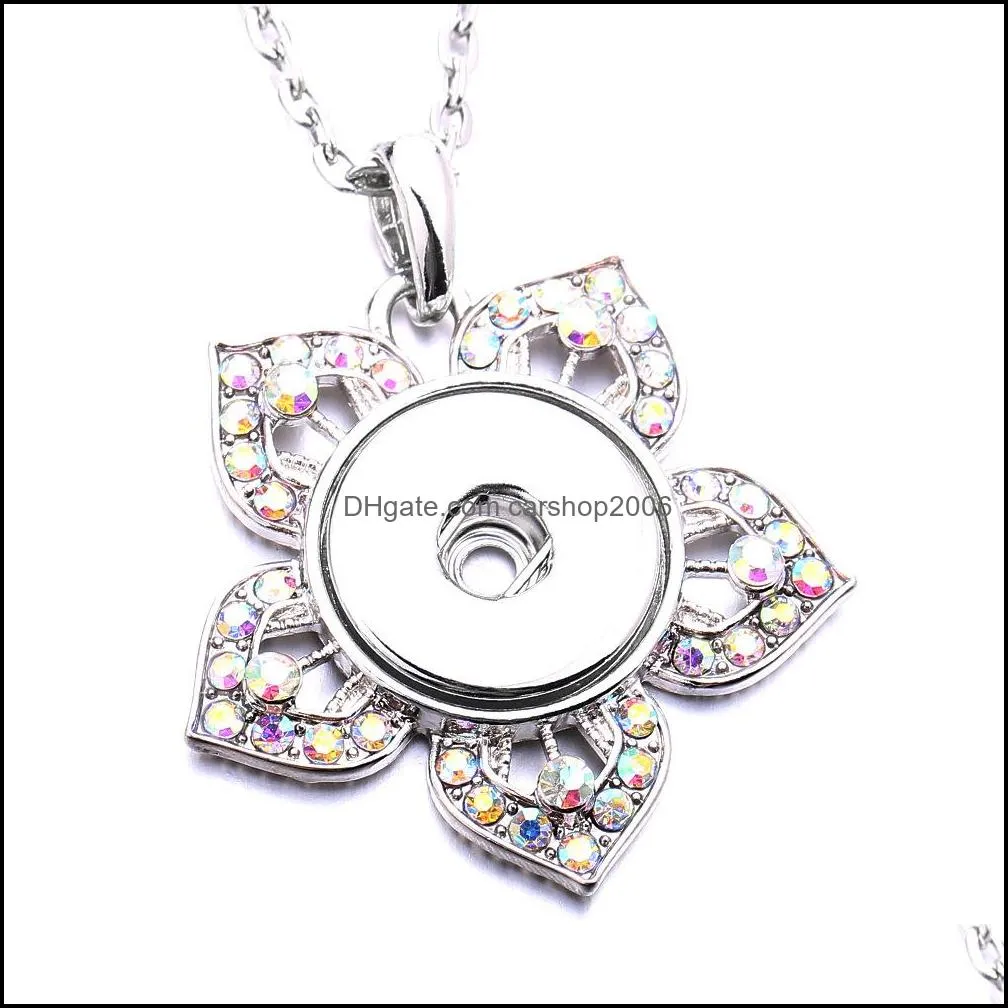noosa rhinestone 18mm snap button necklace silver color link chain necklaces for women ginger snaps buttons jewelry d079