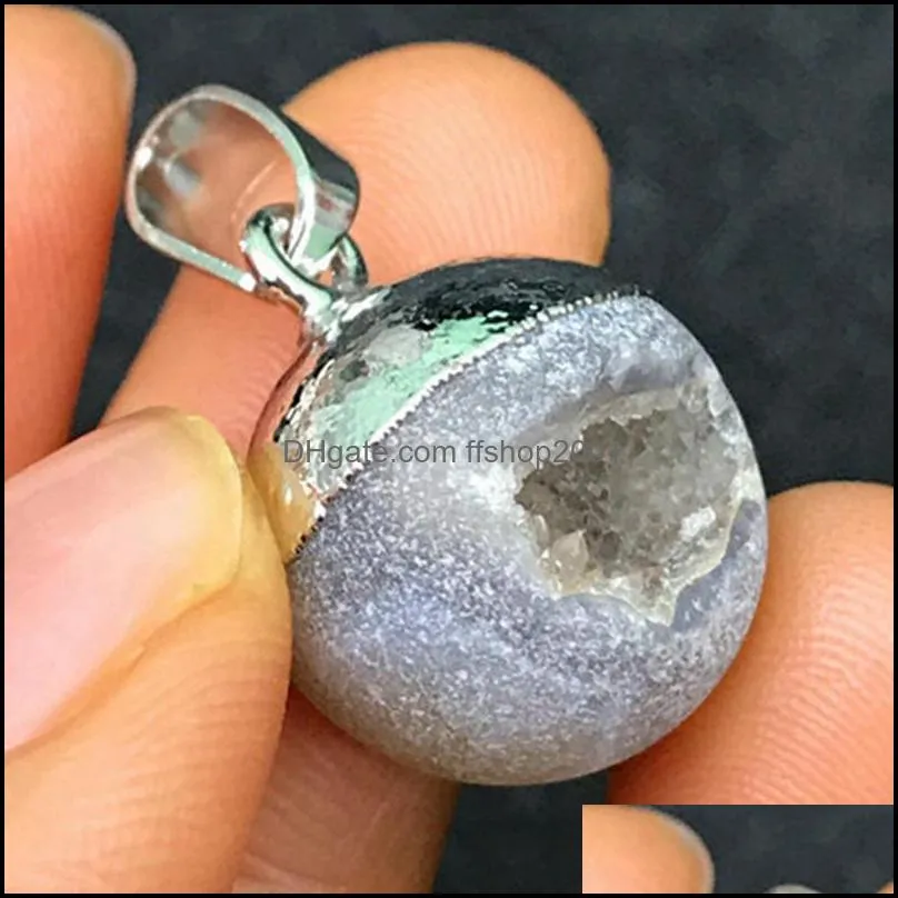 Natural opening smile agate crystal sand bead stone pendant men and women DIY necklace jewelry making jewelrys