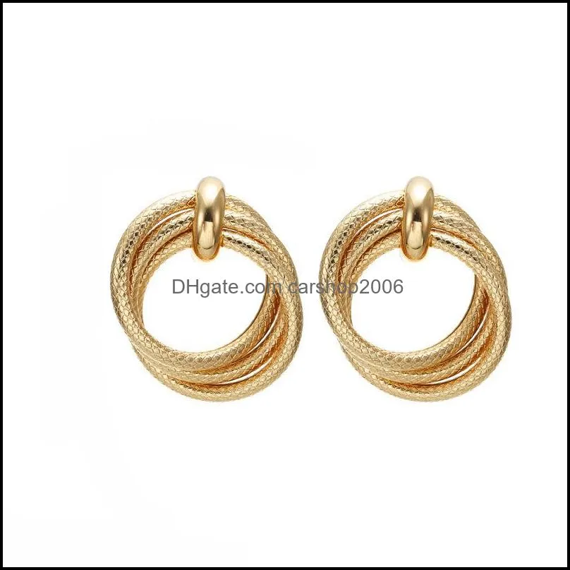 vintage gold silver round dangle earrings fashion personalized elegant metal hoop earring for women jewelry accessories k16fa