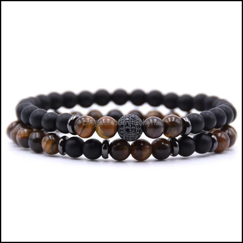 Two Set Bracelets 8mm Gemstone Beads Men`s and Women`s Stress Relief Yoga Beads Adjustable Bracelet Anxiety Aromatherapy Essential Oil