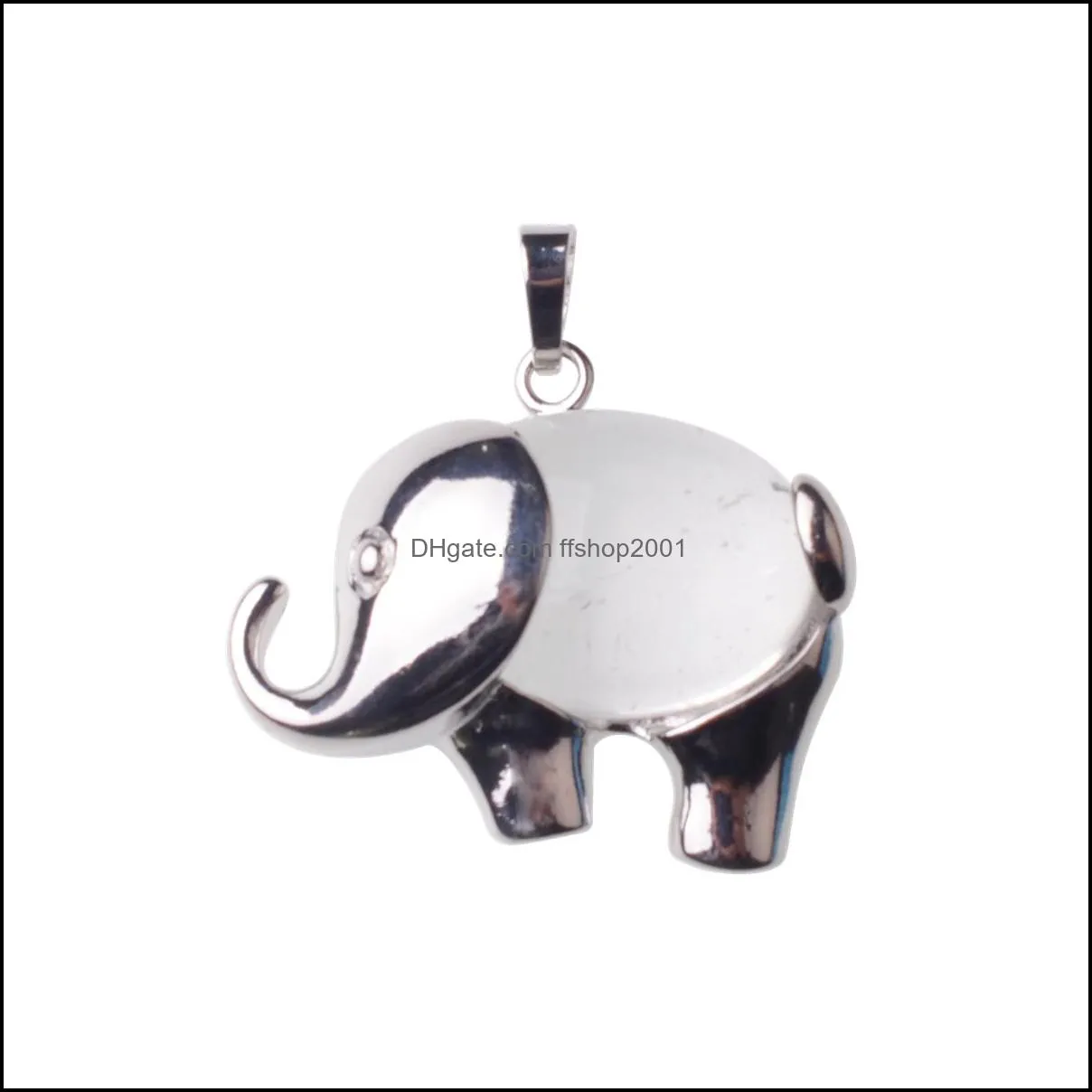 Alloy Elephant Gemstone Pendant Men and Women Old and New Year Easter Gifts Fashion Valentine`s Day Gift Necklace