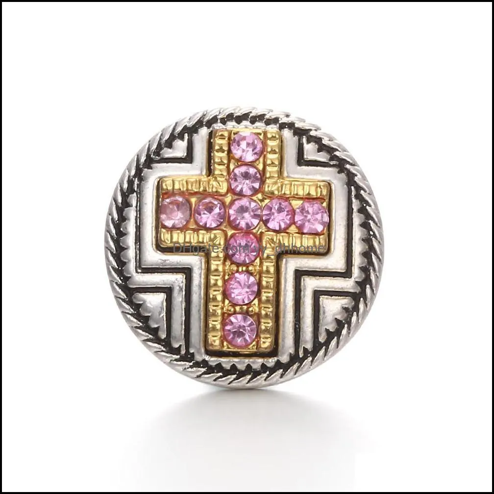 snap button jewelry component rhinestone cross 18mm metal snaps buttons fit bracelet bangle noosa a0237