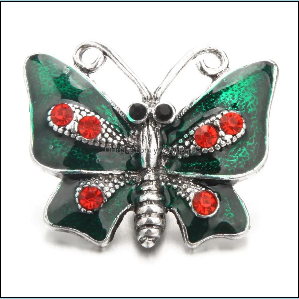 snap button jewelry components enamel colorful butterfly 18mm metal snaps buttons fit bracelet bangle noosa