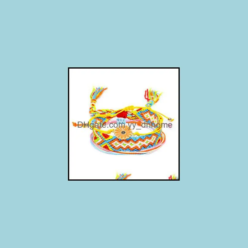 Bohemian Sunflower Bracelets Handmade Woven Multilayer Friendship Bracelet for Women Charm Beach Jewelry Free DHL U3FZ