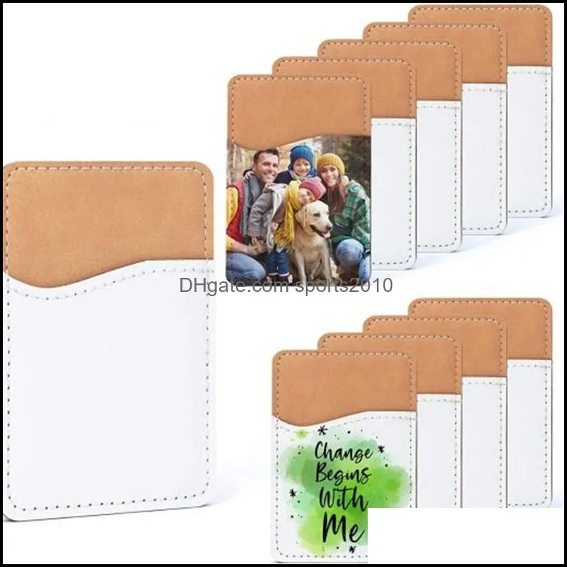 Creative Sublimation Blank Leather Mobile Phone Stickers Favor Heat Transfer DIY Card Holder ID Storage 9.7*6.6CM 925 B3