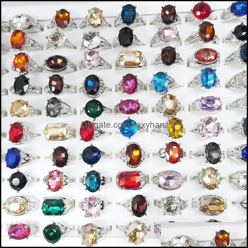 Womens Woman Band Rings For Women Glass Crystal Gemstone Female ring Fashion Antique Vintage Jewelry Bulk 2021 Trend Wholesale