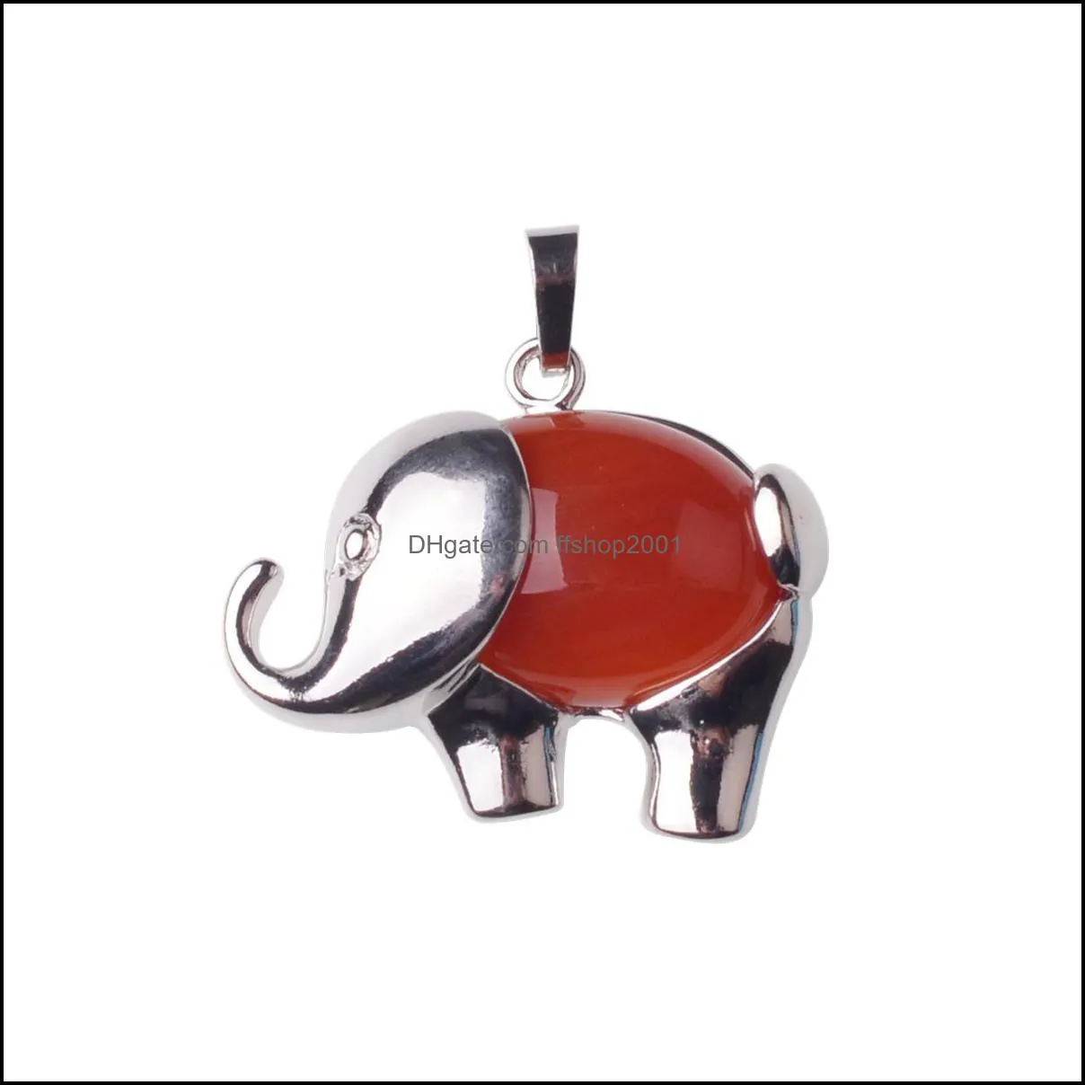 Alloy Elephant Gemstone Pendant Men and Women Old and New Year Easter Gifts Fashion Valentine`s Day Gift Necklace