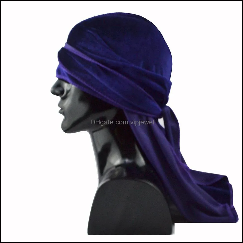 Long Tail Turban Cap Women`s Hat Men`s Caps Woman Man Pirate Hats Male Female Durag Headwraps Headwear Hair Accessories