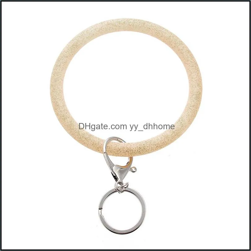 Bling Key Ring Bracelet for Women Girls Silicone Wristlet Strap Keychain Large Circle Wrist Keyring Bangle Bracelets Q6FZ