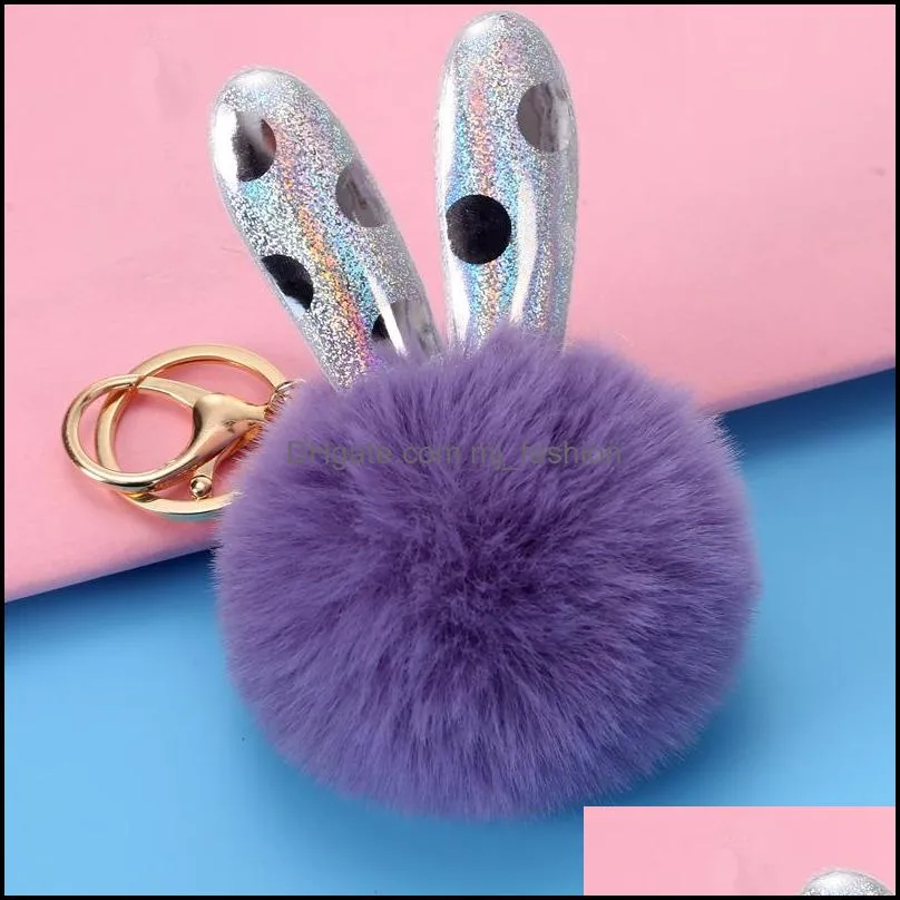 key holder sequins fluffy keyring fur ball keychain cute pompom keyrings bag charm pendant jewelry fashion accessories l983fa