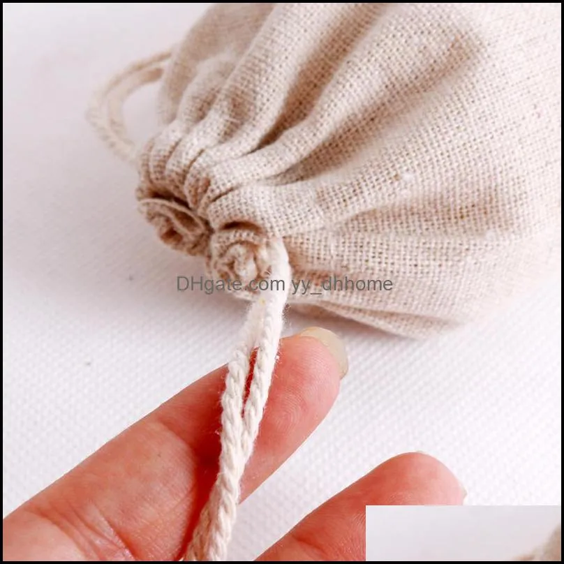 100pcs/lot Natural Color Cotton Bags Small Party Favors Linen Drawstring Gift Bag Muslin Pouch Bracelet Jewe jllqBj warmslove 1358 V2