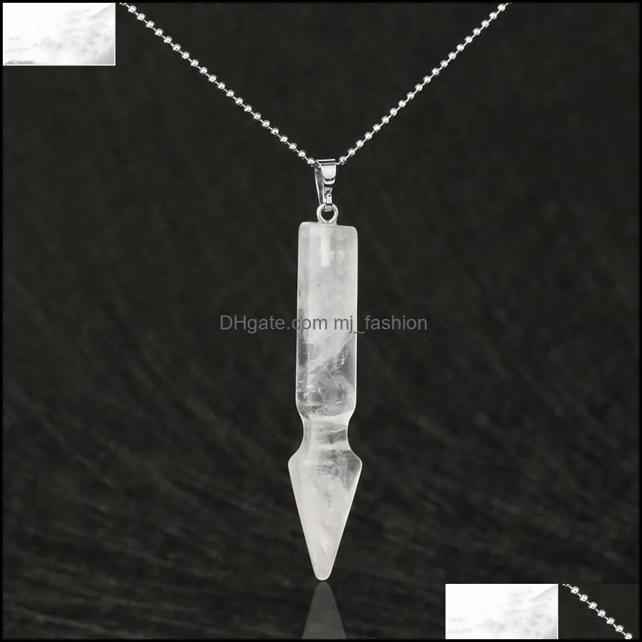 natural gemstone cone pendant necklace healing crystal quartz reiki chakra gem stones 18 inch women girls men birthday gifts