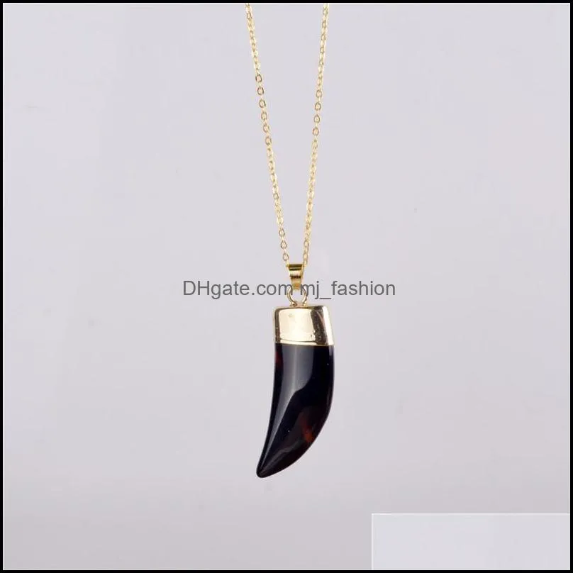 vintage bullet quartz crystal necklace pendant for women gold chain natural stone amethyst necklaces & pendants jewelry