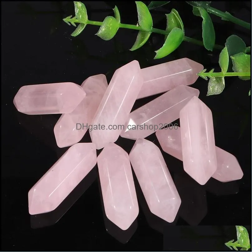 natural plillar stone hexagon rose quartz amethyst for jewelry making crystal chakra point oval cab charms accessories