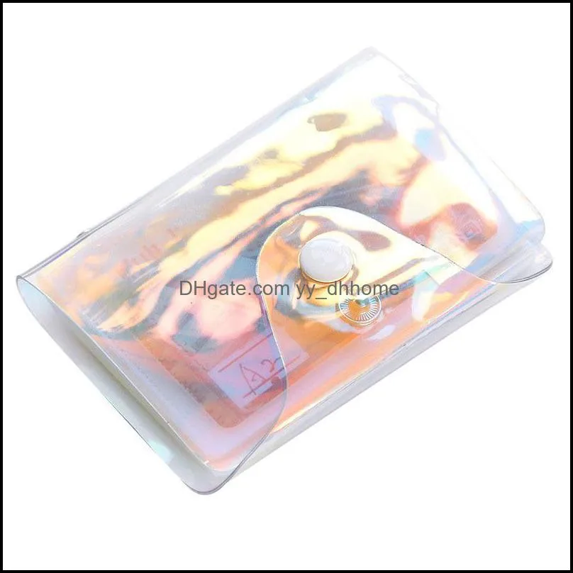 Waterproof Laser Card Case Transparent Pvc Dust Proof Cards Hoder Durable Pures Wallet Bag With Snap Fastener 3cs E19