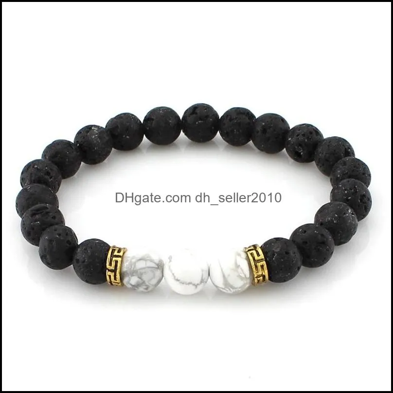 natural lava stone bracelet 7 chakra 8mm yoga beads bangle volcanic rock diffuser bracelets for men women jewelry free dhl b362s