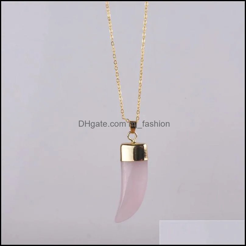 vintage bullet quartz crystal necklace pendant for women gold chain natural stone amethyst necklaces & pendants jewelry