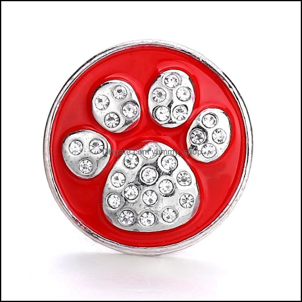 colorful crystal paw snap button jewelry components oil painting 18mm metal snaps buttons fit bracelet bangle noosa for women men