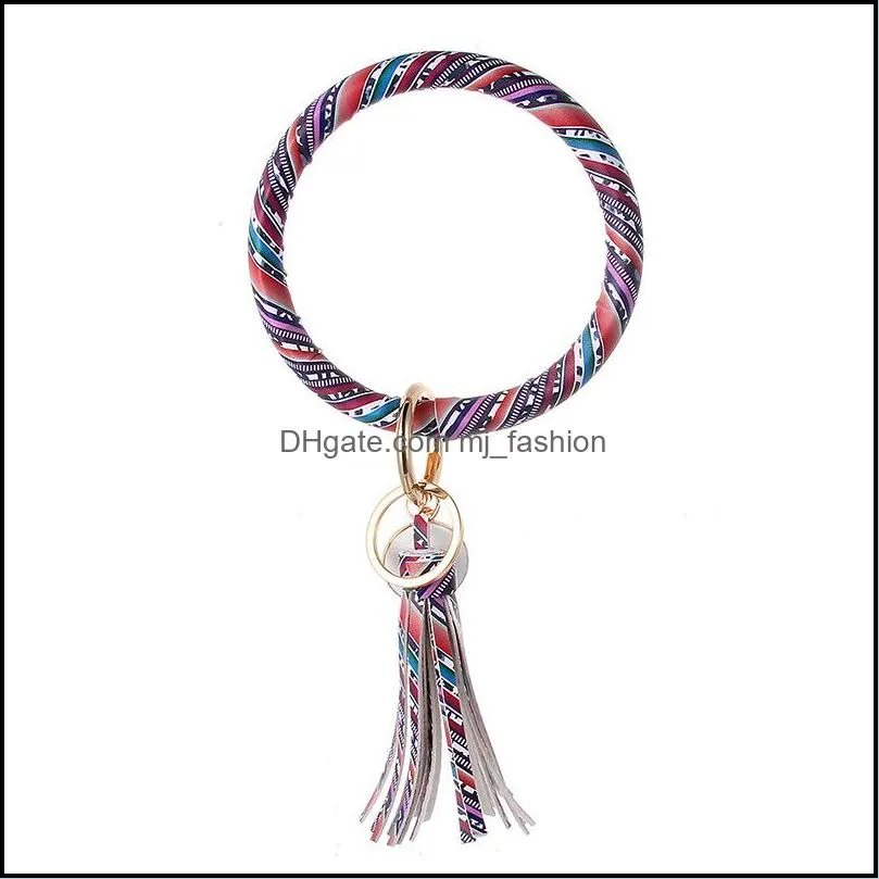 o key ring personalized sunflower serape leopard leather tassel bracelet keychain fashion bracelets wristlet jewelry free dhl m223f