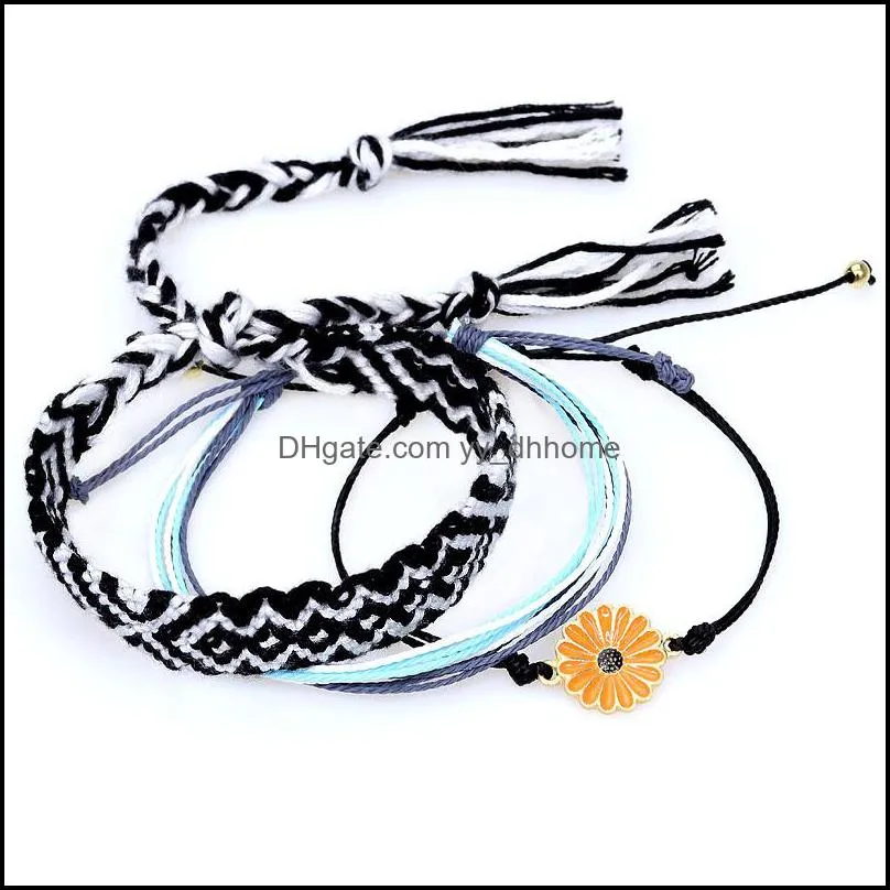 Bohemian Sunflower Bracelets Handmade Woven Multilayer Friendship Bracelet for Women Charm Beach Jewelry Free DHL U3FZ