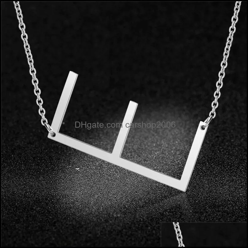 large alphabet necklace personalized gold big letter chain stainless steel a-z pendant necklaces hip hop jewelry for women