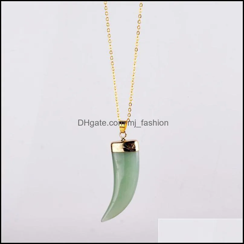 vintage bullet quartz crystal necklace pendant for women gold chain natural stone amethyst necklaces & pendants jewelry