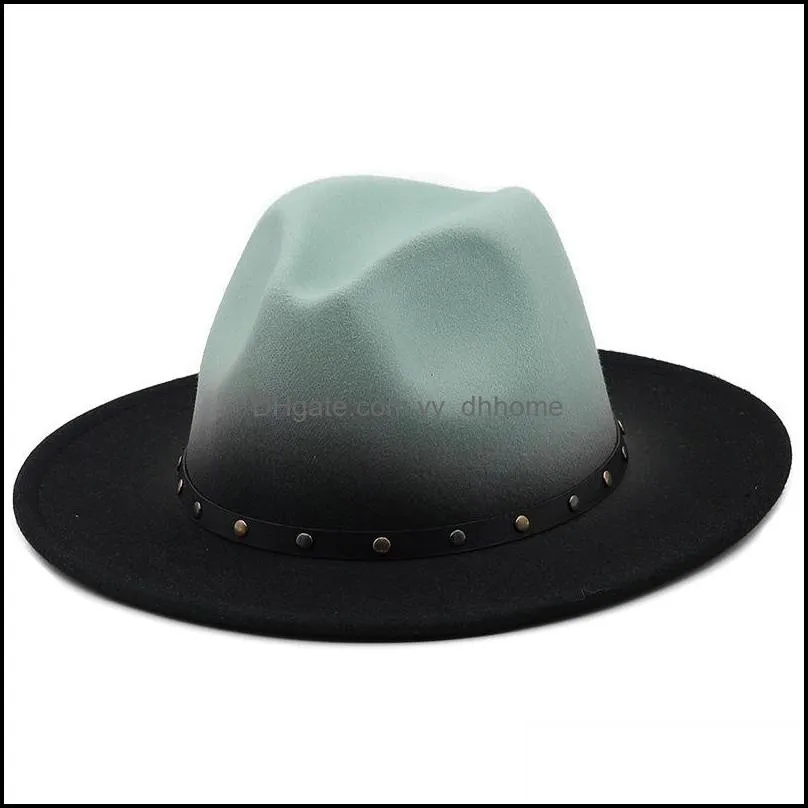Gradient Fedora Hats For Women Men Fedoras Bulk Men`s Women`s Felt Hat 2021 Woman Man Panama Cap Female Male Jazz Caps Fall Autumn Winter Wholesale