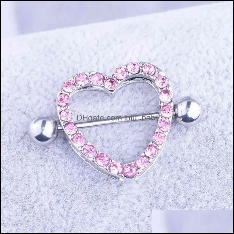 rhinestone silver stainless steel hypoallergenic double-layer diamond love milk beautiful cute jewels amazing flower surgical steel heart