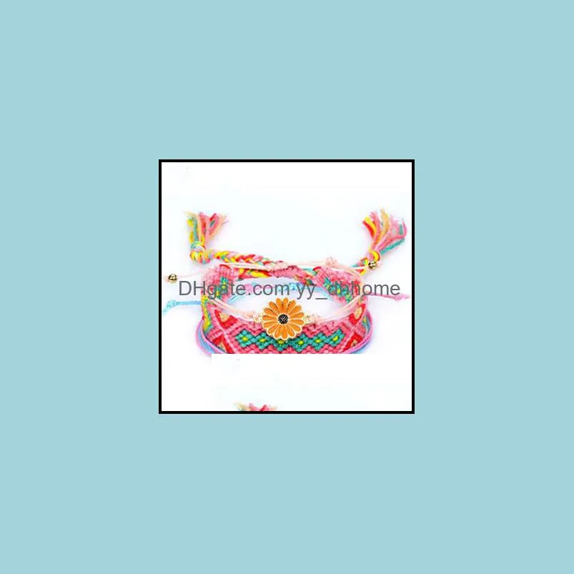 Bohemian Sunflower Bracelets Handmade Woven Multilayer Friendship Bracelet for Women Charm Beach Jewelry Free DHL U3FZ