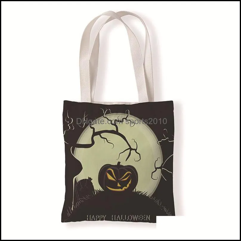 Gift Wrap Canvas bag Halloween printing Single shoulder Hand carry High Capacity environment protection Shopping bags literature Pocket change 6wd