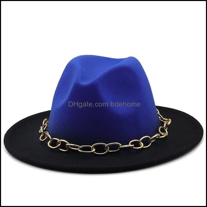 fedoras bulk men`s women`s hat 2021 felt fedora hats for women men woman man panama cap with chain female male jazz caps fall autumn winter wholesale