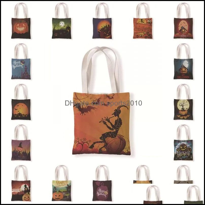 Gift Wrap Canvas bag Halloween printing Single shoulder Hand carry High Capacity environment protection Shopping bags literature Pocket change 6wd