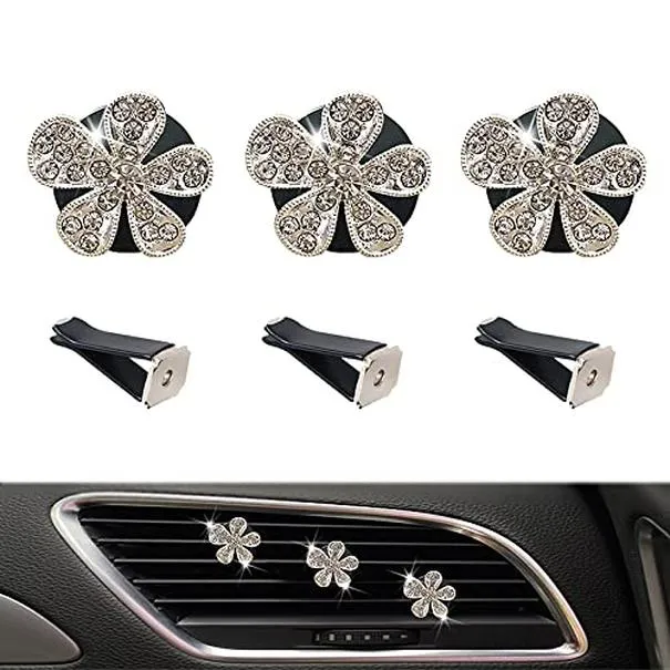 bling car air vent clip crystal cross rhinestone car air conditioner outlet vent charm car interior decoration car bling accessories for women girls silver