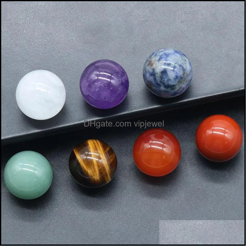 12mm 16mm 20mm round ball 7 chakras set natural stone yoga meditation ornaments beads healing energy charms crystal decoration gift
