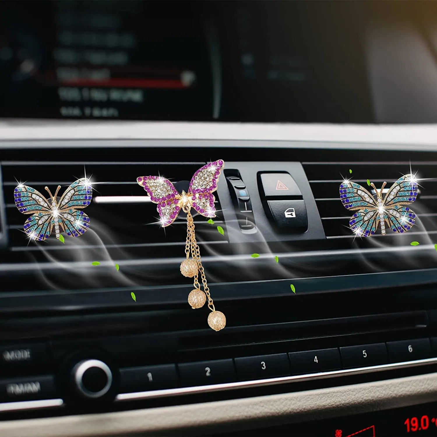 bling butterfly air vent clips crystal butterfly pandent car air fresheners vent clips car diffuser vent clip diamond car decoration cute car interior decor bling car accessories for women