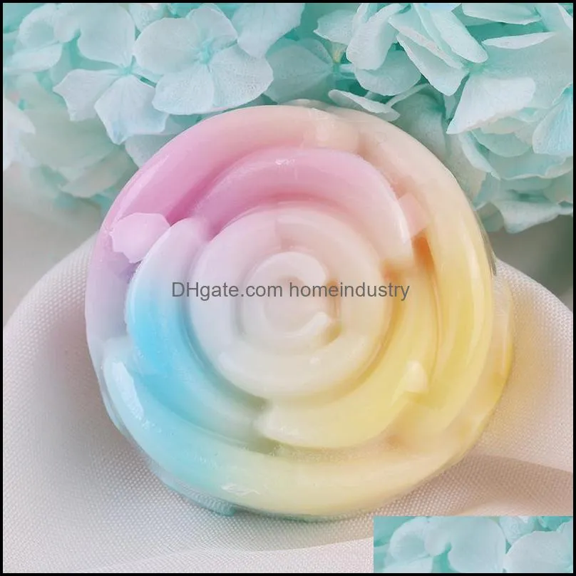 Colorful Rose  Oil Soap Round Oil-Control Bath Perfume Rainbow Handmade Moisturizing Soaps 100g