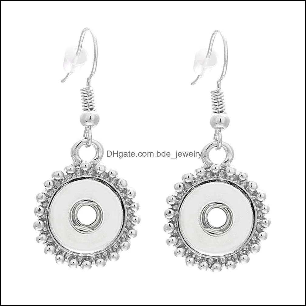 fashion lady 12mm 18mm snap button charms earrings for women gold silver plated metal jewelry