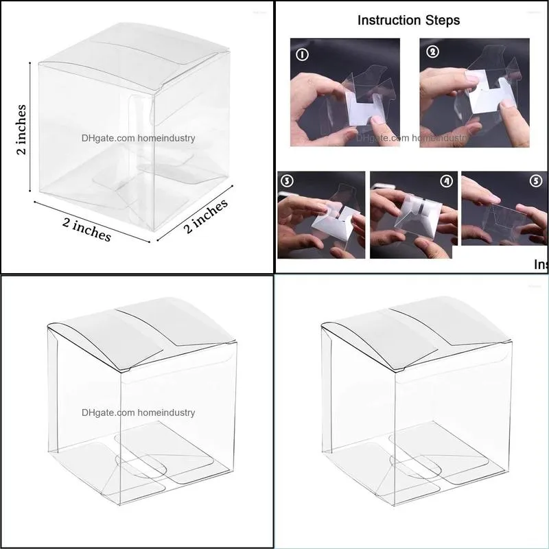 Gift Wrap 50Pcs Clear Plastic Boxes For Gifts Pvc Packing Box Packaging Transparent Candy Wedding Party Favors