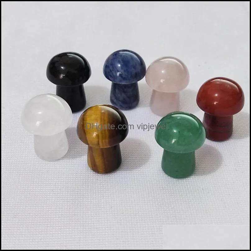 2cm thick style natural stone carved crystal mini mushroom healing reiki mineral statue crystal ornament home decor gift mix colors