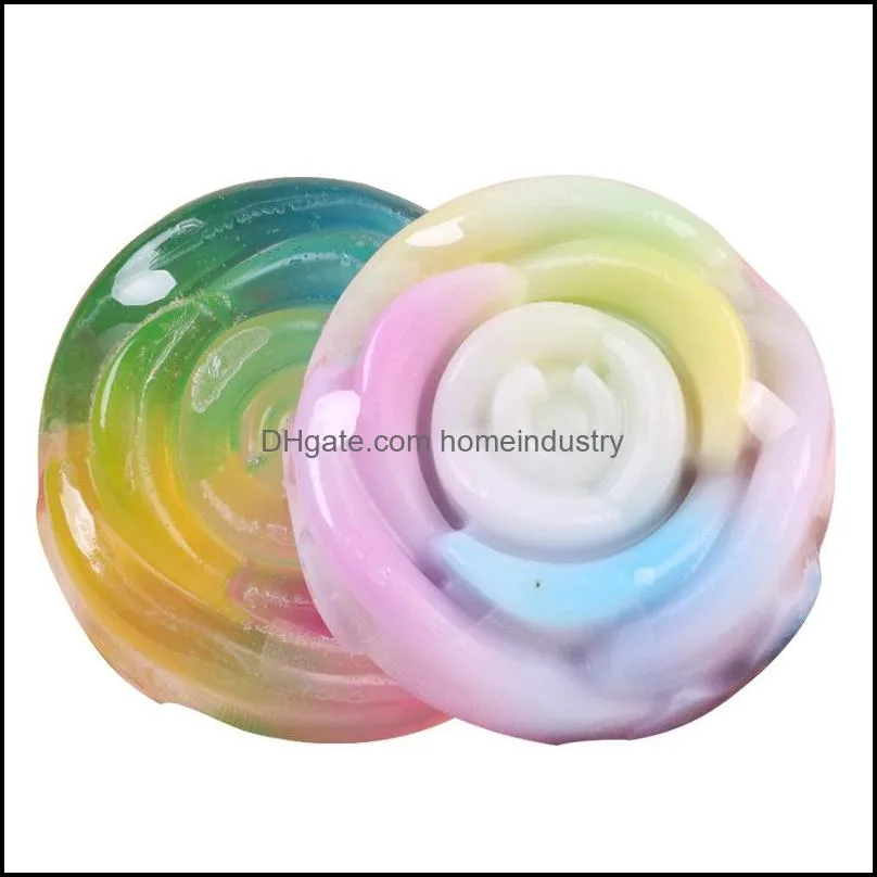 Colorful Rose Essential Oil Soap Round Oil-Control Bath Perfume Rainbow Handmade Moisturizing Soaps 100g