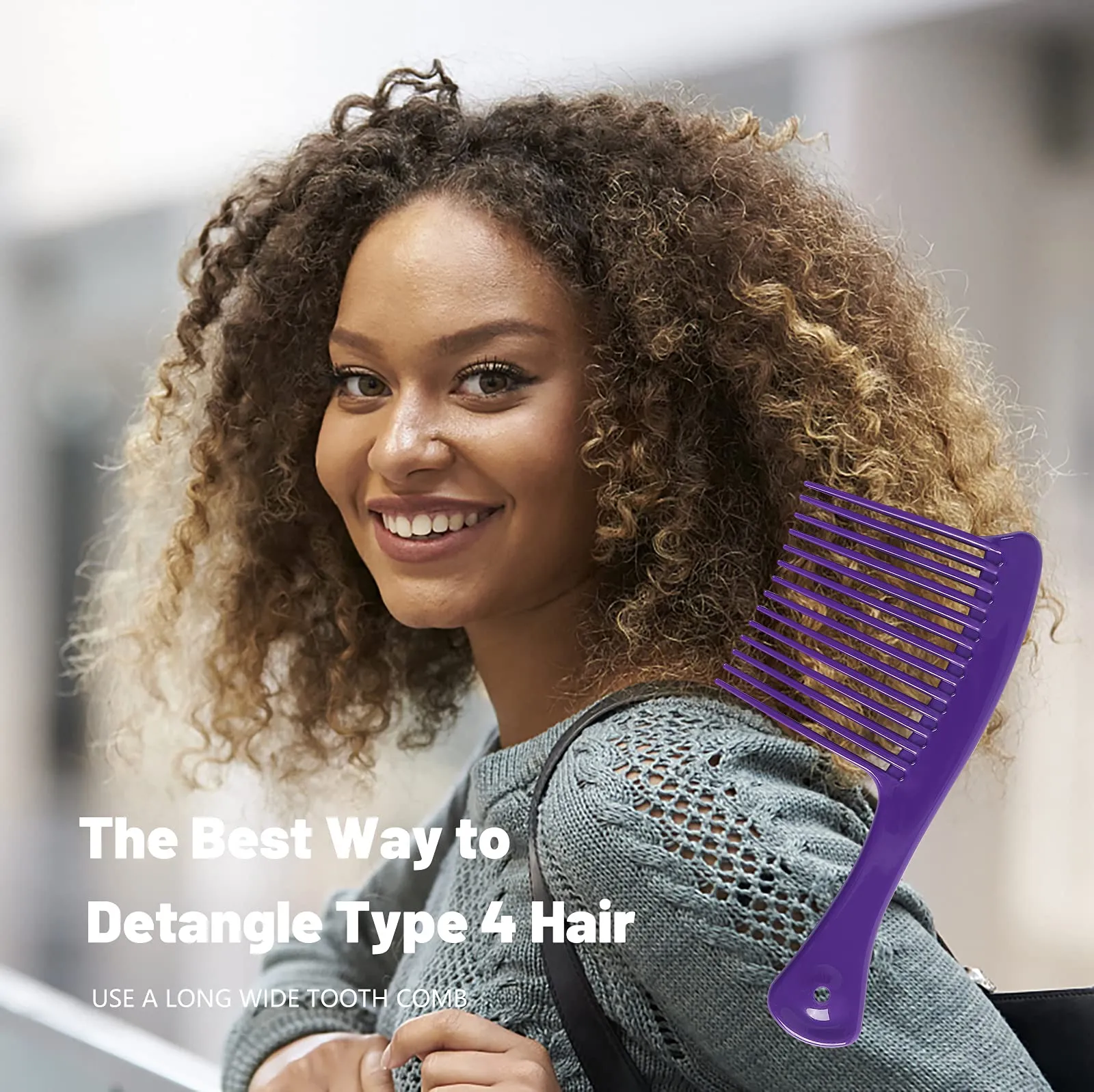 wide tooth comb hair detangler salon shampoo comb for thick hair long hair and curly hair detangling tools for 4c hair jumbo rake comb purple