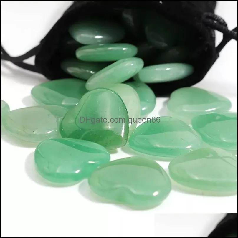 20mm small green aventurine natural stone heart polished healing love hearts crystal crafts for home decor