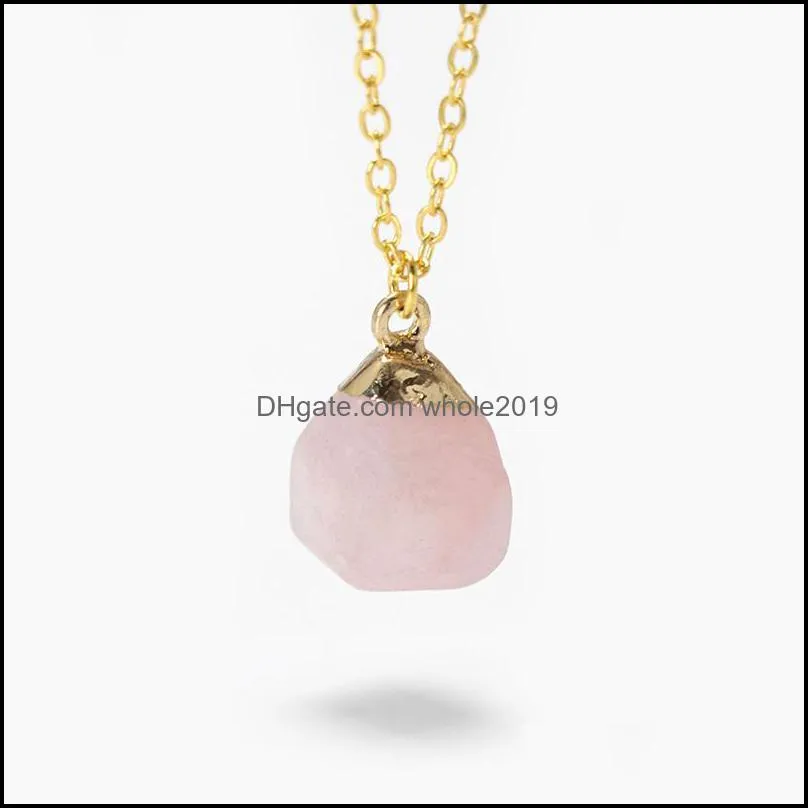 natural geometric stone pendant necklace for women men black tourmaline agates quartz pendant gold color chain fashion jewelry